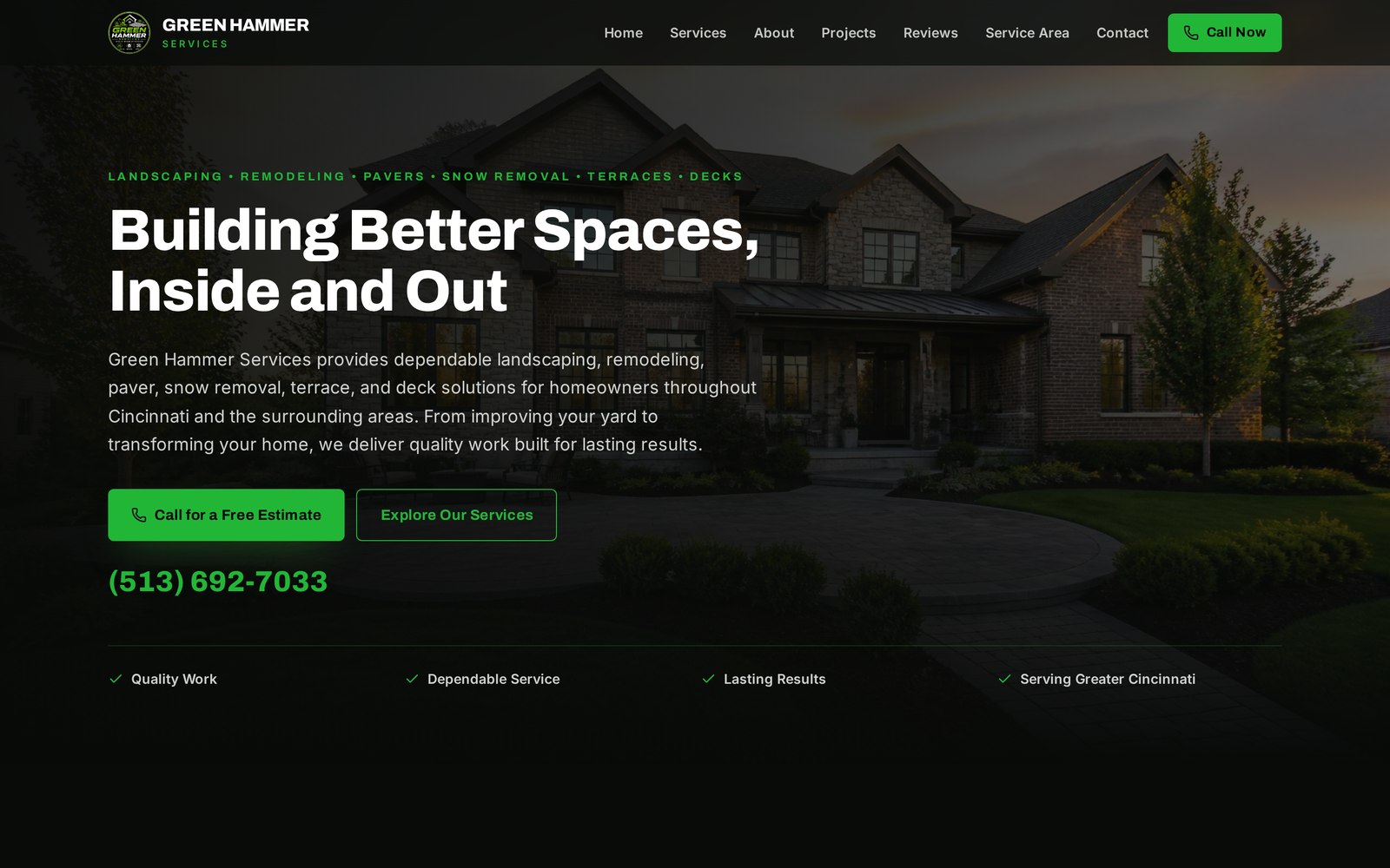 Green Hammer Services website designed and built by American Gulf Automation